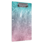 アクアブルーピンクグラデーションシー銀河系抽象芸術 クリップボード (右)