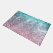 アクアブルーピンクグラデーションシー銀河系抽象芸術 ドアマット (アングル)