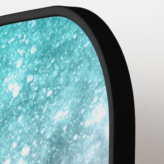 アクアブルーピンクグラデーションシー銀河系抽象芸術 ピックルボールラケット (左詳細)