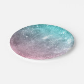 アクアブルーピンクグラデーションシー銀河系抽象芸術 ペーパープレート (アングル)