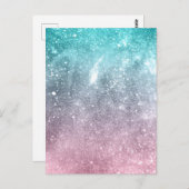 アクアブルーピンクグラデーションシー銀河系抽象芸術 ポストカード (正面/裏面)