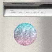 アクアブルーピンクグラデーションシー銀河系抽象芸術 マグネット (インサイチュ (食洗機))