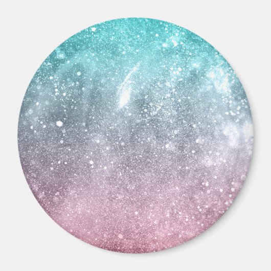 アクアブルーピンクグラデーションシー銀河系抽象芸術 マグネット (正面)