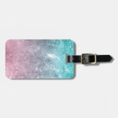 アクアブルーピンクグラデーションシー銀河系抽象芸術 ラゲッジタグ (正面横)