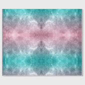 アクアブルーピンクグラデーションシー銀河系抽象芸術 ラッピングペーパー (フラット)