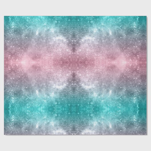 アクアブルーピンクグラデーションシー銀河系抽象芸術 ラッピングペーパー (フラット)