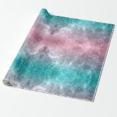 アクアブルーピンクグラデーションシー銀河系抽象芸術 ラッピングペーパー (アンロールド)