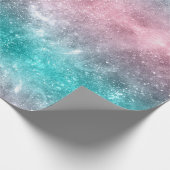 アクアブルーピンクグラデーションシー銀河系抽象芸術 ラッピングペーパー (角)