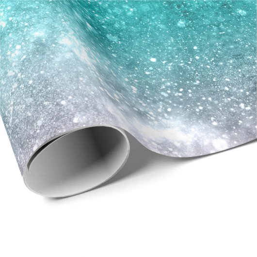 アクアブルーピンクグラデーションシー銀河系抽象芸術 ラッピングペーパー (ロールコーナー)