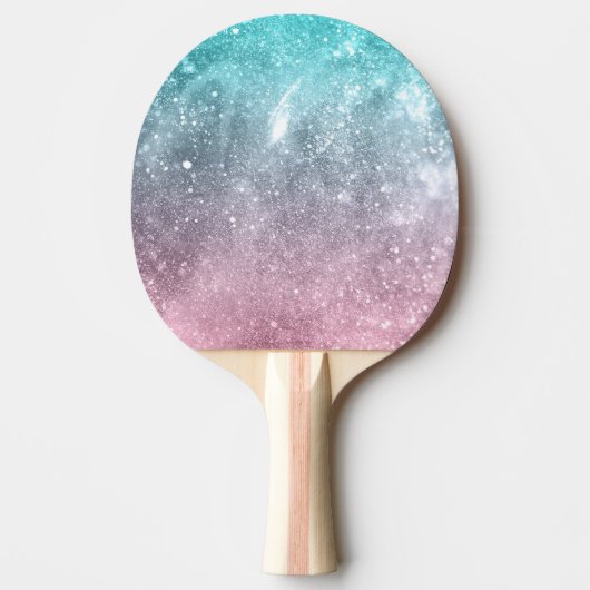 アクアブルーピンクグラデーションシー銀河系抽象芸術 卓球ラケット (正面)