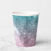 アクアブルーピンクグラデーションシー銀河系抽象芸術 紙コップ (右)