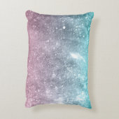 アクアブルーピンクシーグラデーション銀河系抽象芸術モノグラム アクセントクッション (裏面(縦))