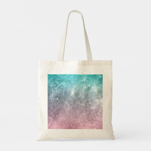 アクアブルーピンクシーグラデーション銀河系抽象芸術モノグラム トートバッグ (裏面)