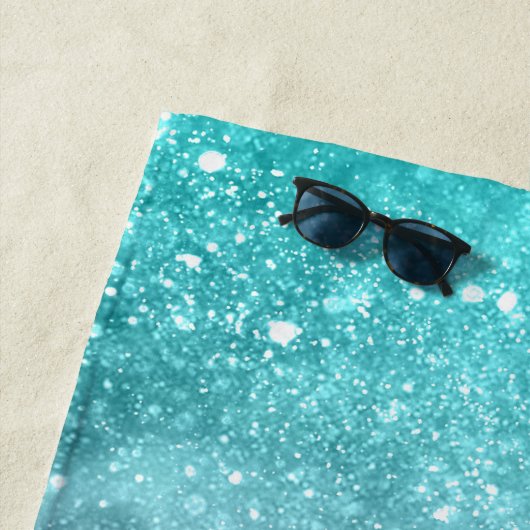 アクアブルーピンクシーグラデーション銀河系抽象芸術モノグラム ビーチタオル (インサイチュ)