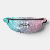 アクアブルーピンクシーグラデーション銀河系抽象芸術モノグラム ファニーパック (レイダウン)