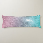 アクアブルーピンクシーグラデーション銀河系抽象芸術モノグラム ボディピロー (裏面)