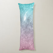 アクアブルーピンクシーグラデーション銀河系抽象芸術モノグラム ボディピロー (裏面 (縦))