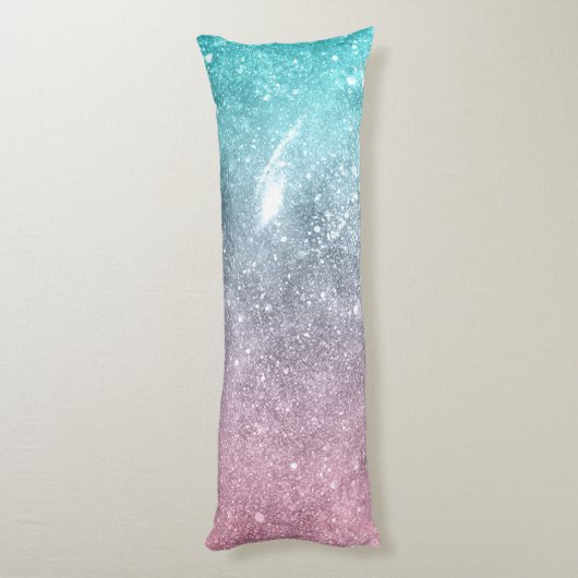 アクアブルーピンクシーグラデーション銀河系抽象芸術モノグラム ボディピロー (裏面 (縦))