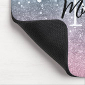 アクアブルーピンクシーグラデーション銀河系抽象芸術モノグラム マウスパッド (コーナー)