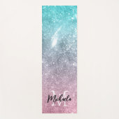 アクアブルーピンクシーグラデーション銀河系抽象芸術モノグラム ヨガマット (正面)