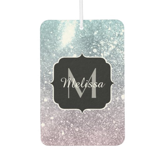 アクアブルーピンクシー銀河系抽象芸術モノグラム カーエアーフレッシュナー (正面)