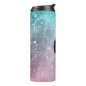 アクアブルーピンクシー銀河系抽象芸術モノグラム タンブラー (回転左)