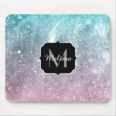 アクアブルーピンクシー銀河系抽象芸術モノグラム マウスパッド (正面)