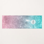 アクアブルーピンクシー銀河系抽象芸術モノグラム ヨガマット (正面(横))