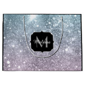 アクアブルーピンクシー銀河系抽象芸術モノグラム ラージペーパーバッグ (正面)