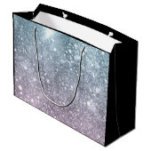 アクアブルーピンクシー銀河系抽象芸術モノグラム ラージペーパーバッグ (裏面アングル)