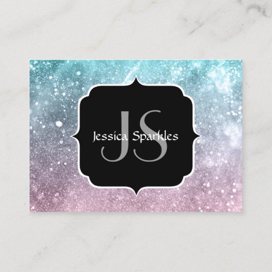 アクアブルーピンクシー銀河系抽象芸術モノグラム 名刺 (裏面)