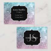 アクアブルーピンクシー銀河系抽象芸術モノグラム 名刺 (正面/裏面)