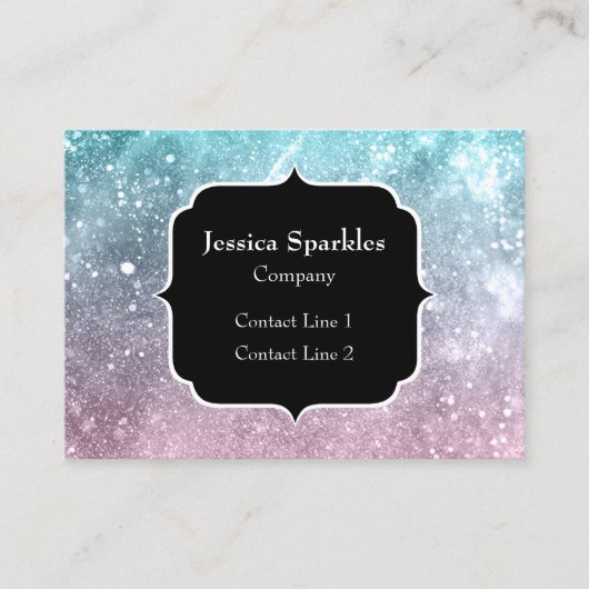 アクアブルーピンクシー銀河系抽象芸術モノグラム 名刺 (正面)