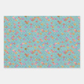 アクアブルーピンクパープル金ゴールドグリッターマーメイド ラッピングペーパーシート (正面)