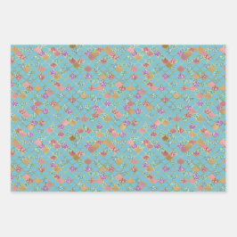 アクアブルーピンクパープル金ゴールドグリッターマーメイド ラッピングペーパーシート