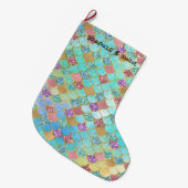 アクアブルーピンクパープル金ゴールドグリッターマーメイド ラージクリスマスストッキング (正面 (吊り時))