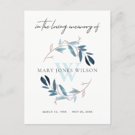 アクアブルーピンク紅葉リースメモリアルありがとう インビテーションポストカード