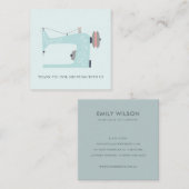 アクアブルーピンク裁縫機ありがとうショッピング スクエア名刺 (正面/裏面)