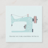 アクアブルーピンク裁縫機ありがとうショッピング スクエア名刺 (正面)