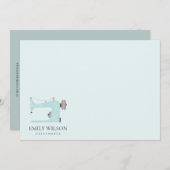 アクアブルーピンク裁縫機テーラービジネス ノートカード (正面/裏面)