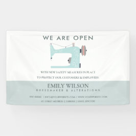 アクアブルーピンク裁縫機テーラーリオープン 横断幕