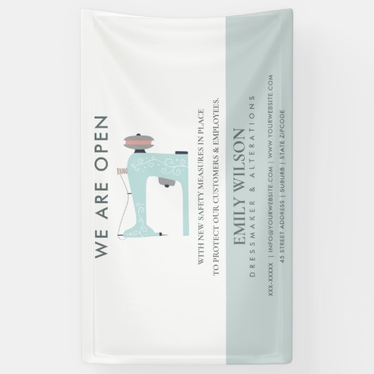 アクアブルーピンク裁縫機テーラーリオープン 横断幕 (縦)