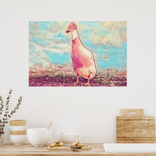 アクアブルーピーシーのアヒルのアートデコールポスター ポスター (キッチン)