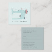 アクアブルーピーチピンク裁縫マシンは友人を参照 スクエア名刺 (正面/裏面)