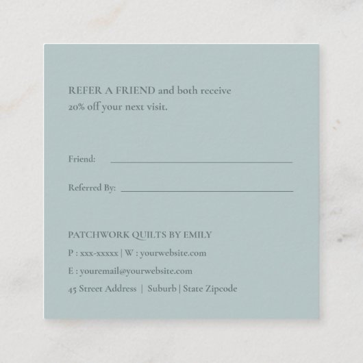 アクアブルーピーチピンク裁縫マシンは友人を参照 スクエア名刺 (裏面)