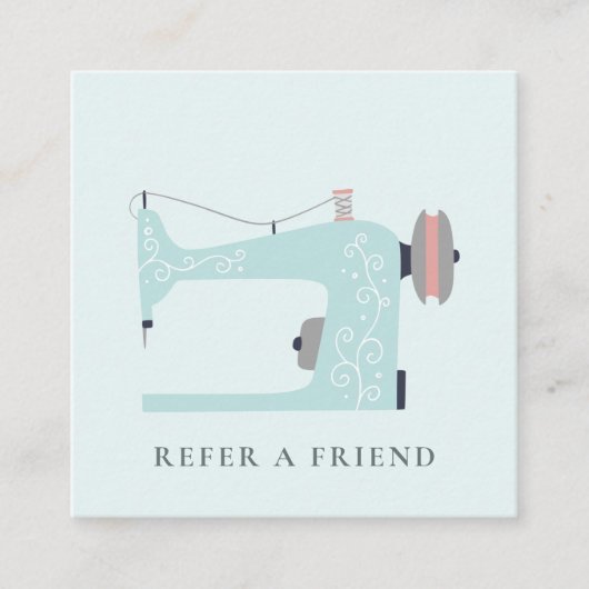 アクアブルーピーチピンク裁縫マシンは友人を参照 スクエア名刺 (正面)