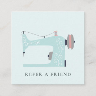 アクアブルーピーチピンク裁縫マシンREFER A FRIEND スクエア名刺