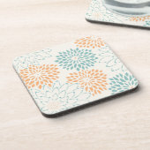 アクアブルーピーチホワイトフローラ コースター (左側)