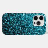 アクアブルーフェイクグリッターキラキラ Case-Mate iPhoneケース (裏面 (横))