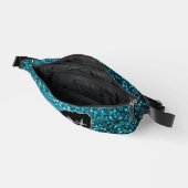 アクアブルーフェイクグリッタースパークルスモノグラム ファニーパック (見開き)